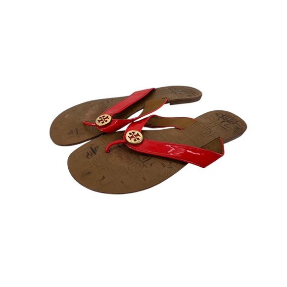 Tory Burch Women's Red Thora Flat Thong Sandal Flip Flops Size 11 - Picture 1 of 5